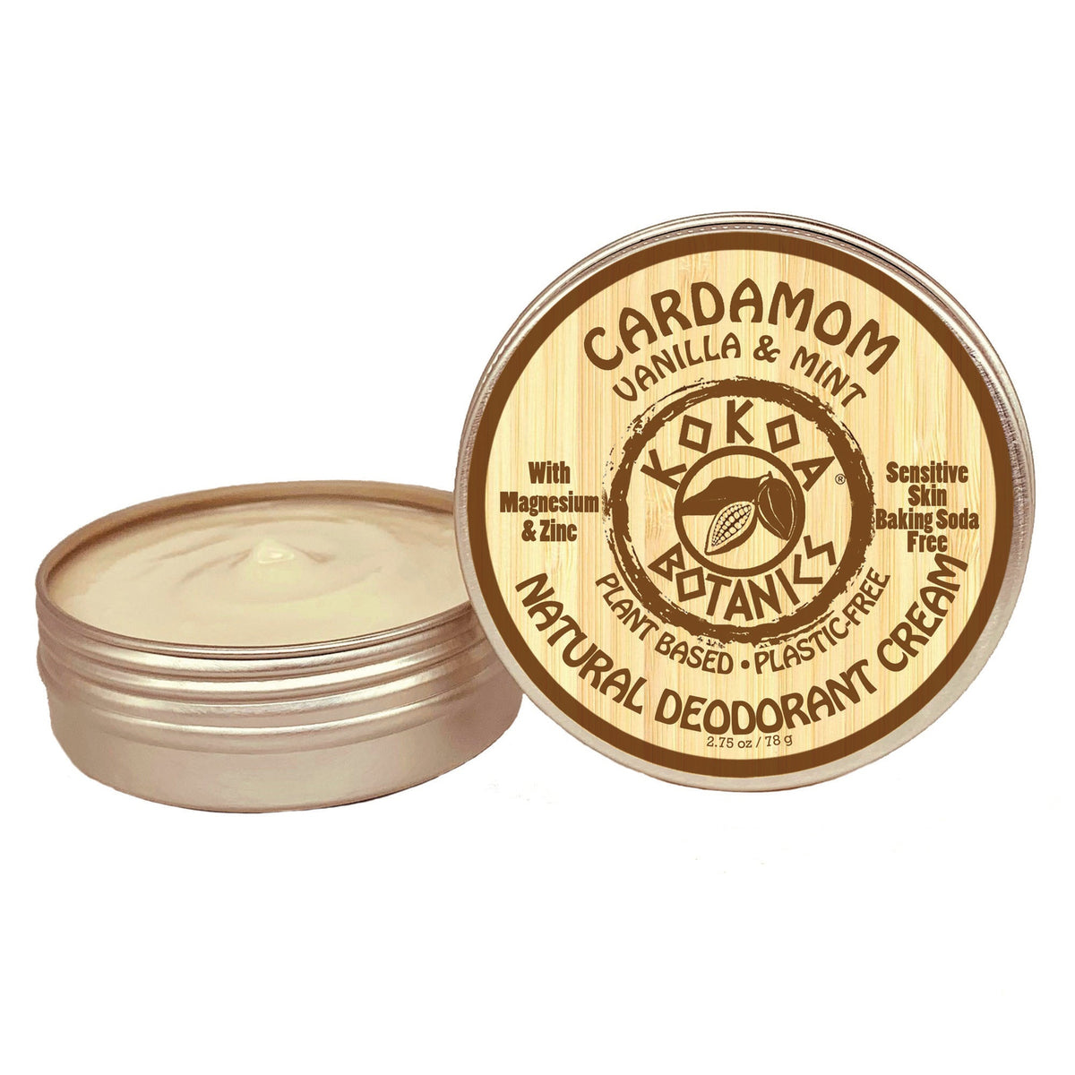 Natural Deodorant Cream - Cardamom Vanilla and Mint - Sensitive Skin - Baking Soda Free - 2.75 oz