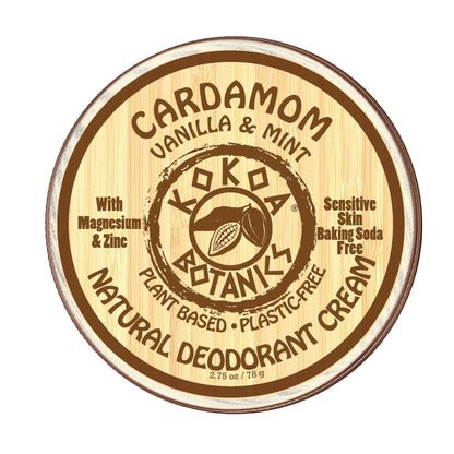 Natural Deodorant Cream - Cardamom Vanilla and Mint - Sensitive Skin - Baking Soda Free  - 2.75 oz