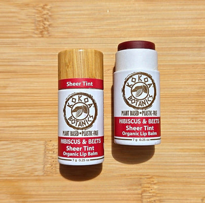 Natural Sheer Tint Lip Balm - Hibiscus and Beets - Vegan - Plastic-Free .25 oz