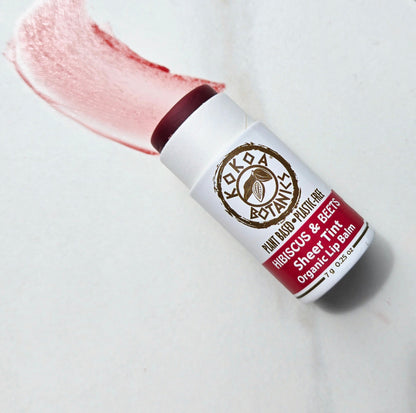 Natural Sheer Tint Lip Balm - Hibiscus and Beets - Vegan - Plastic-Free .25 oz