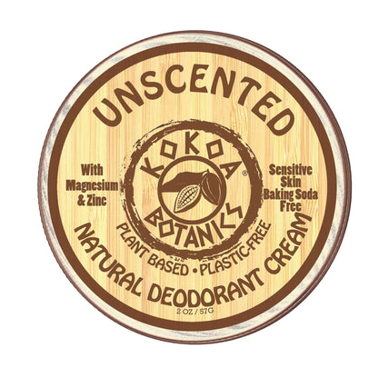 UNSCENTED - Natural Deodorant Cream - Sensitive Skin - Baking Soda-Free 2.75 oz