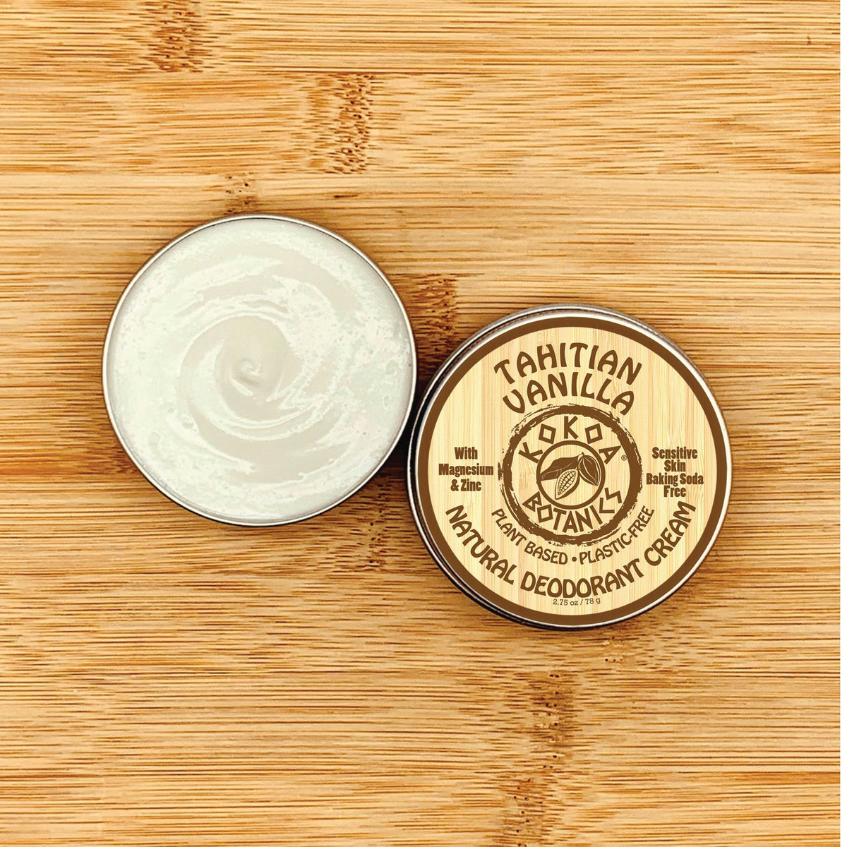 TAHITIAN VANILLA - Natural Deodorant Cream - Sensitive Skin - Baking Soda-Free - 2.75 oz